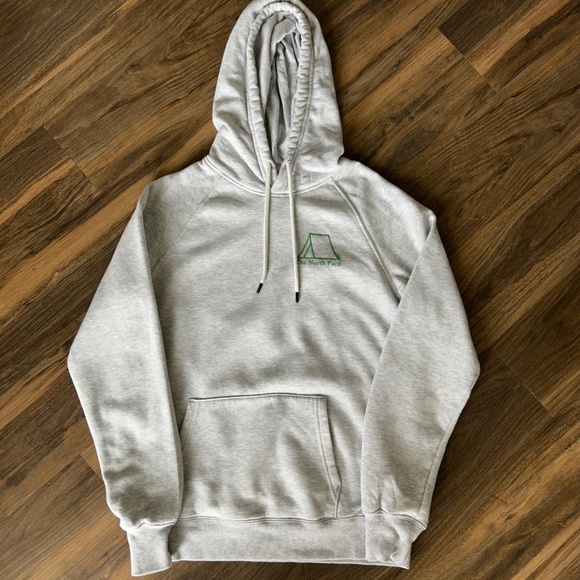 The North Face Gray Hoodie with Green Logo - Picture 1 of 5